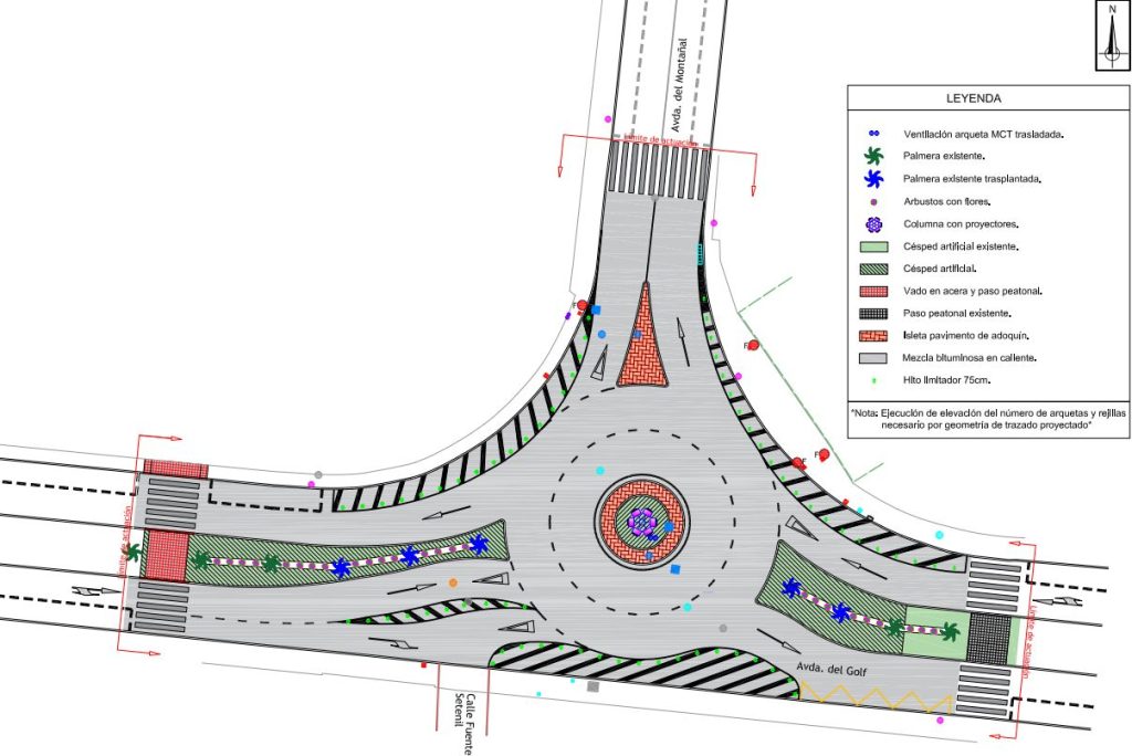 Vía Pública Molina Nueva glorieta en intersección avenidas del Montañal y del Golf en Altorreal PLANO